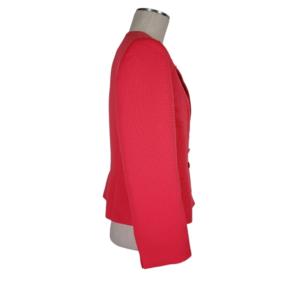 Tahari ASL Skirt Suit Size 12P Coral Beaded Embroidered Blazer Textured New - Picture 5 of 12